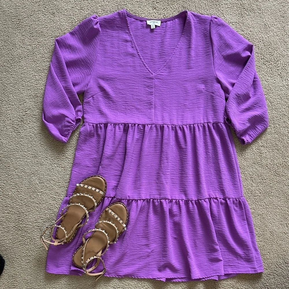 Boutique Umgee Purple Tiered Dress